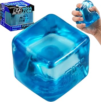 Premium MEGA Cube Oversized Heavy-Duty Squishy Fidget Toy for Big Hands & Adults, Ultra-Firm Gel for Stress Relief & Sensory Focus, Lab & CPC/ASTM Certified Blue