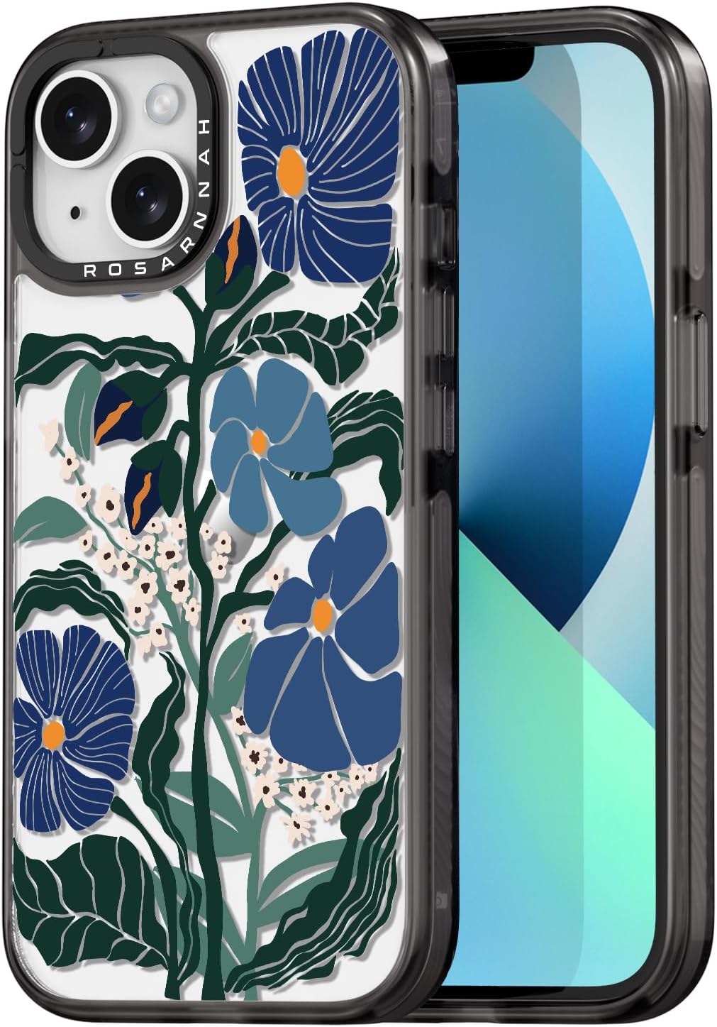 Compatible for iPhone 13 Case Cute Aesthetic - Durable Shockproof 6.6 ft Drop Impact Phone Case Cover with Funny Fashion Passiflora Caerulea Design 6.1" Black