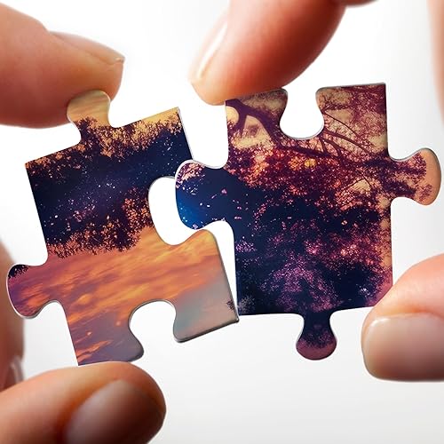 Miniatura 4 de Rompecabezas de 1000 piezas con diseño de árbol nocturno estrellado colorido para adultos, hermoso paisaje de galaxia, naturaleza, rompecabezas con