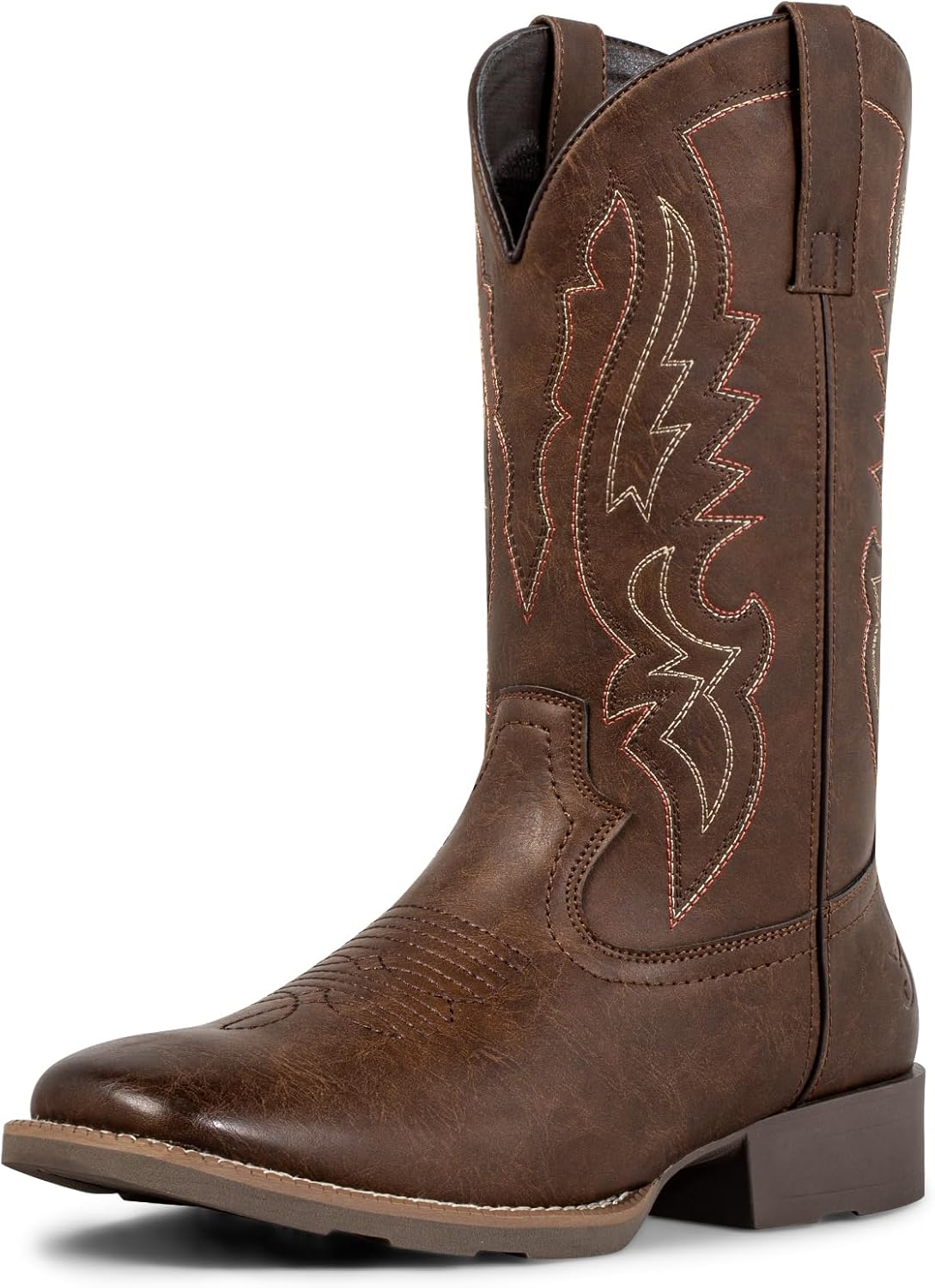 J's.o.l.e Cowboy Boots for Men Square Toe - Men's Western Work Boots, Slip Resistant Wide Calf Pull On - Ventilated or Embroidery Options for Casual Everyday Wear