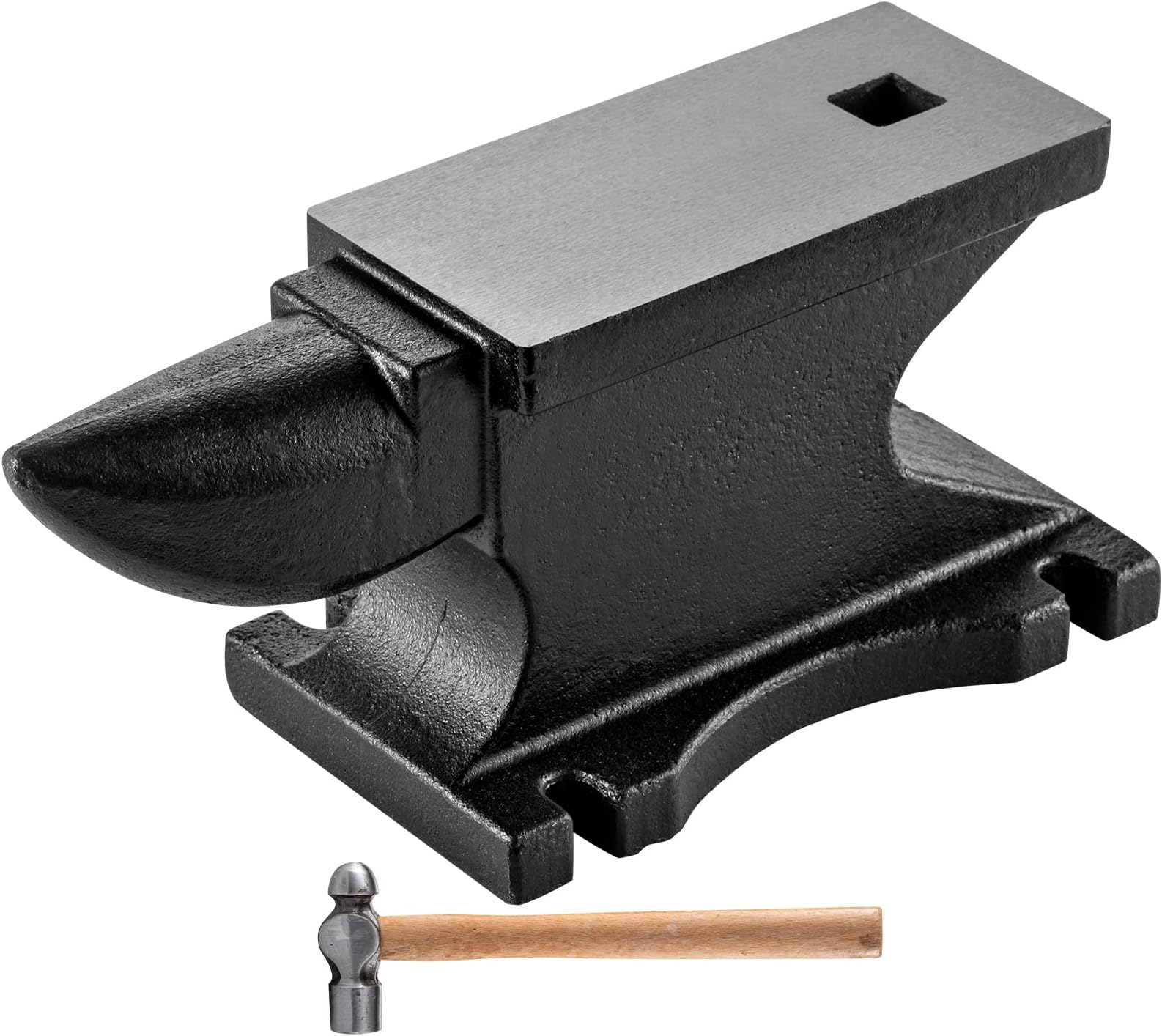 VEVOR Cast Iron Anvil, 55 Lbs(25kg) Single Horn Anvil with 8.6 x 4.1 inch Countertop and Stable Base, High Hardness Rugged Round Horn Anvil Blacksmith, for Bending, Shaping, Twisting