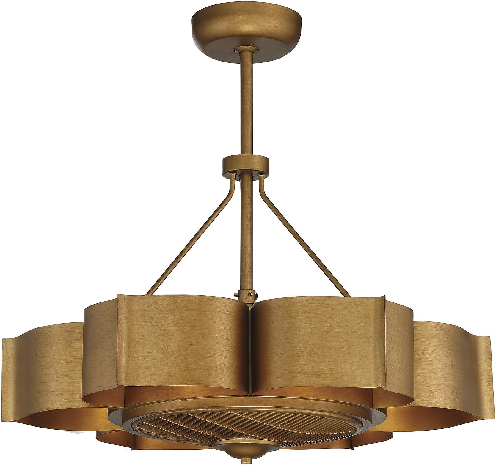 Savoy House 39-FD-125-54 Stockholm Bohemian Vintage Metal Fandelier Ceiling Fan with Remote, 6-Light 36 Total Watts, 23" H x 31" W, Gold Patina