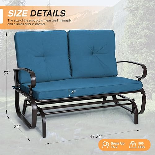 Miniatura 3 de Incbruce silla mecedora para exteriores y columpio para jardín, banco para patio con capacidad para 2 personas, juego de silla con estructura