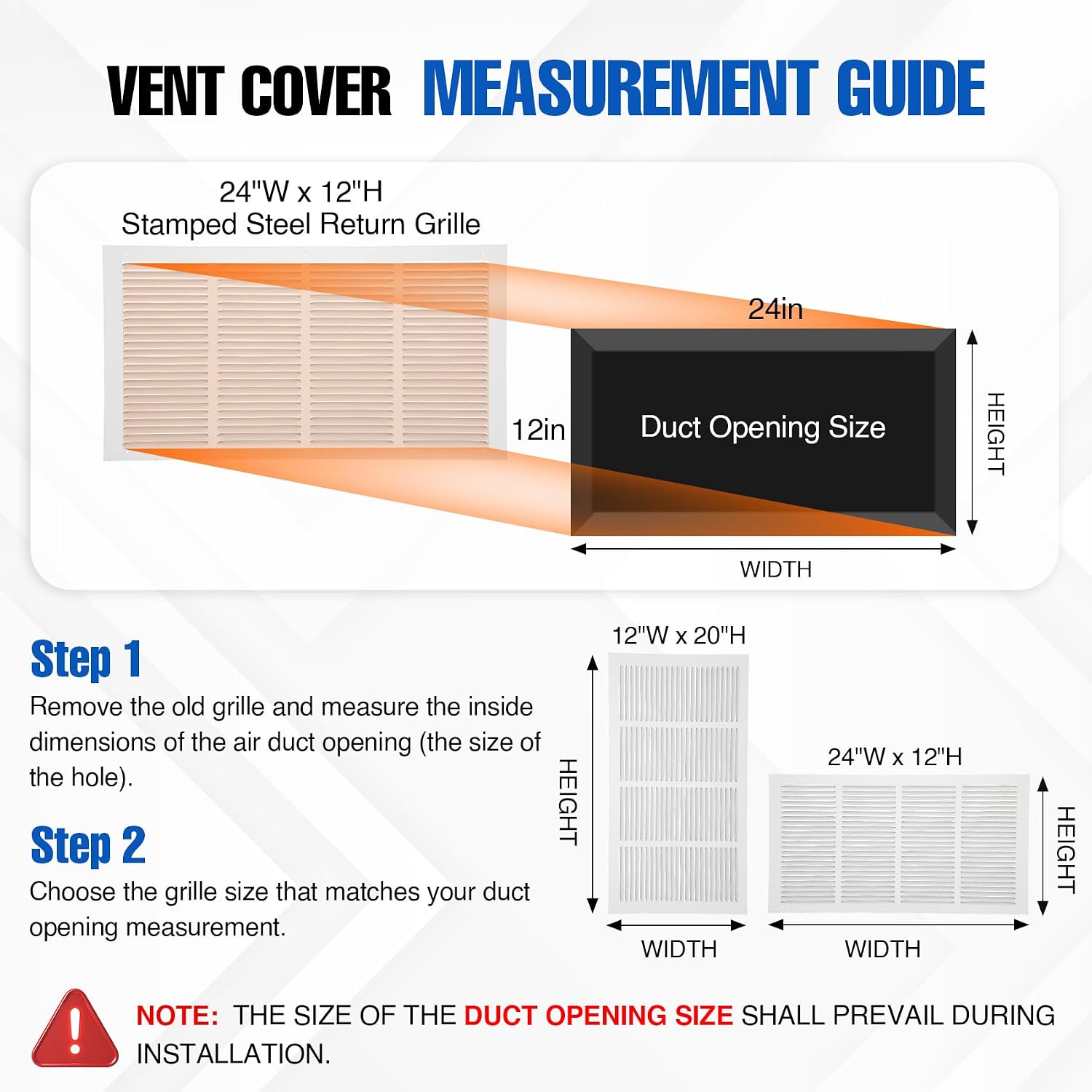 fancat 24x12 duct opening | steel return air grille | vent cover grill for sidewall and ceiling | hvac cold air intake grille | white | outer dimensions: 25.75"w x 13.75" 24''wx12''h [duct opening]