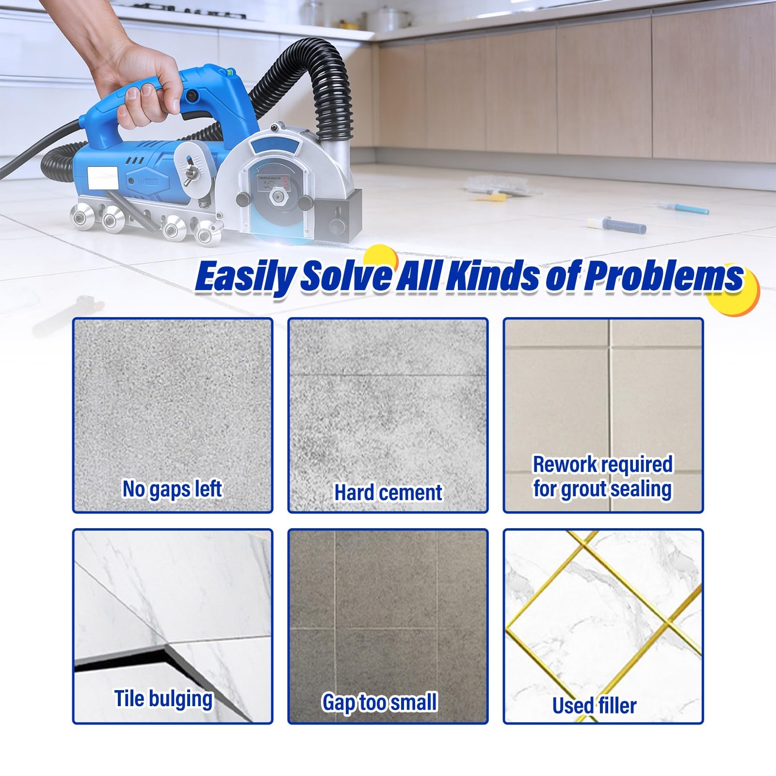 Pulitore Elettrico della Stucco - Macchina efficiente per la Pulizia delle Lacune di Piastrelle con Il Design Senza Polvere per la Manutenzione del Pavimento Domestico e Industriale