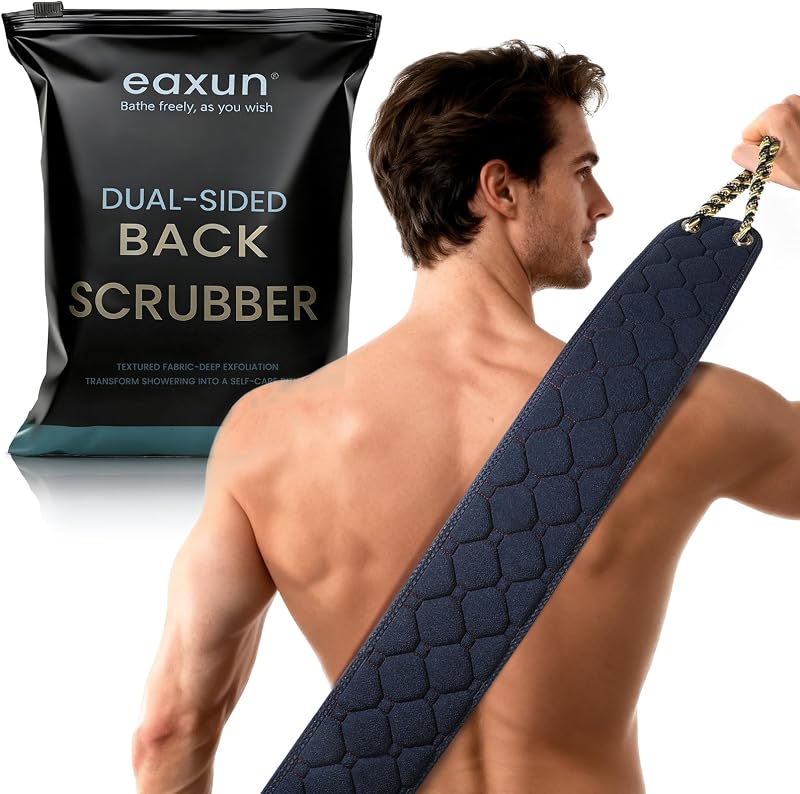 Escova esfoliante para costas eaxun com alças duplas, 97,79 cm, 1 unidade