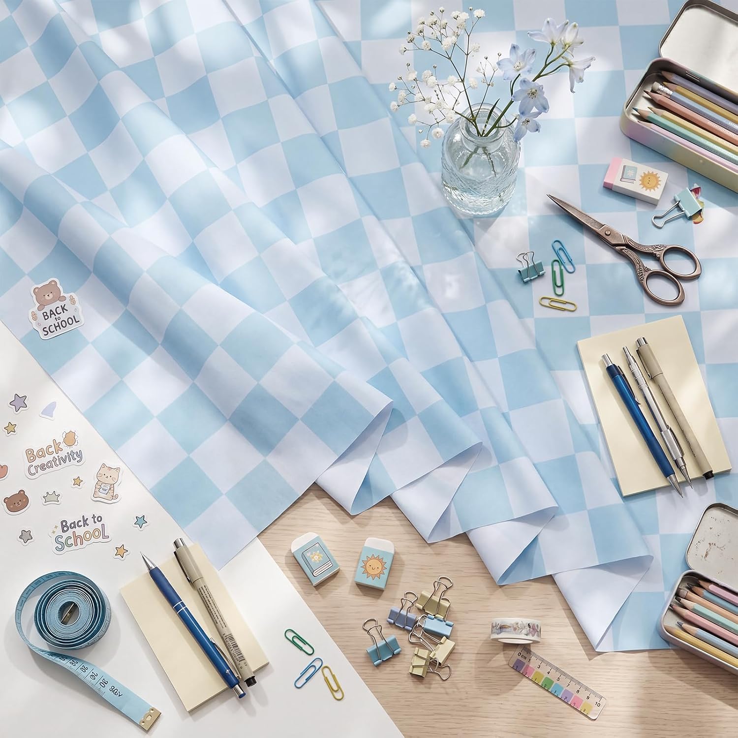 Mindsoft Checkerboard Bulletin Board Paper 48"x107", Blue image 4