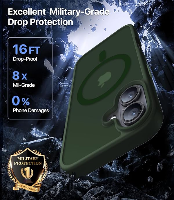 CAHEJILU Magnetic for iPhone 16 Case,[Compatible with MagSafe][Military Grade Drop Protection] Anti-Fingerprint Translucent Matte Shockproof Protective Case for iPhone 16 Phone Case 6.1",Alpine Green by CAHEJILU - Used condition - Image 3