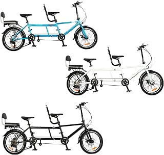 Coslike Tandem Bike - City Tandem Folding Bicycle, Foldable Tandem Adult Beach Cruiser Bike Adjustable 7 Speeds, CE FCC CCC, Black, 82.6x13.8x43.3 inch
