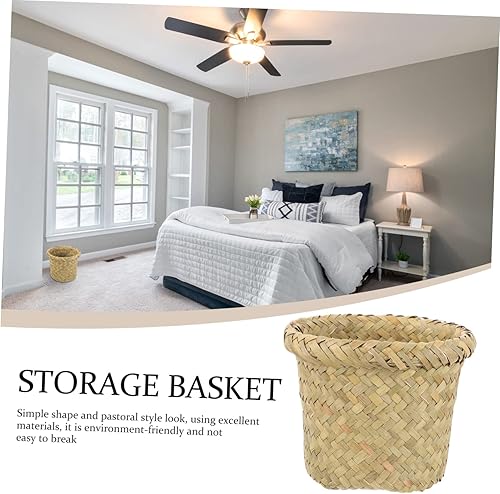 Miniatura 7 de Cesta de basura tejida de hierba marina multifunción para diseño elegante compacto y ligero cubo de basura decoración de habitación