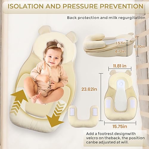 Miniatura 5 de Almohada de alimentación para bebé, almohada de alimentación antidesbordamiento para reducir la saliva, almohada de lactancia de seguridad, tumbona