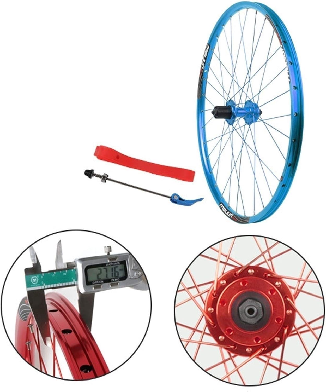 Bicycle Wheelset 26 Inch Wheel With Disc Brake And Quick Release, Double Layer Aluminum Alloy Rim For 7 8 9 10 Speeds (Blue)(Negro)