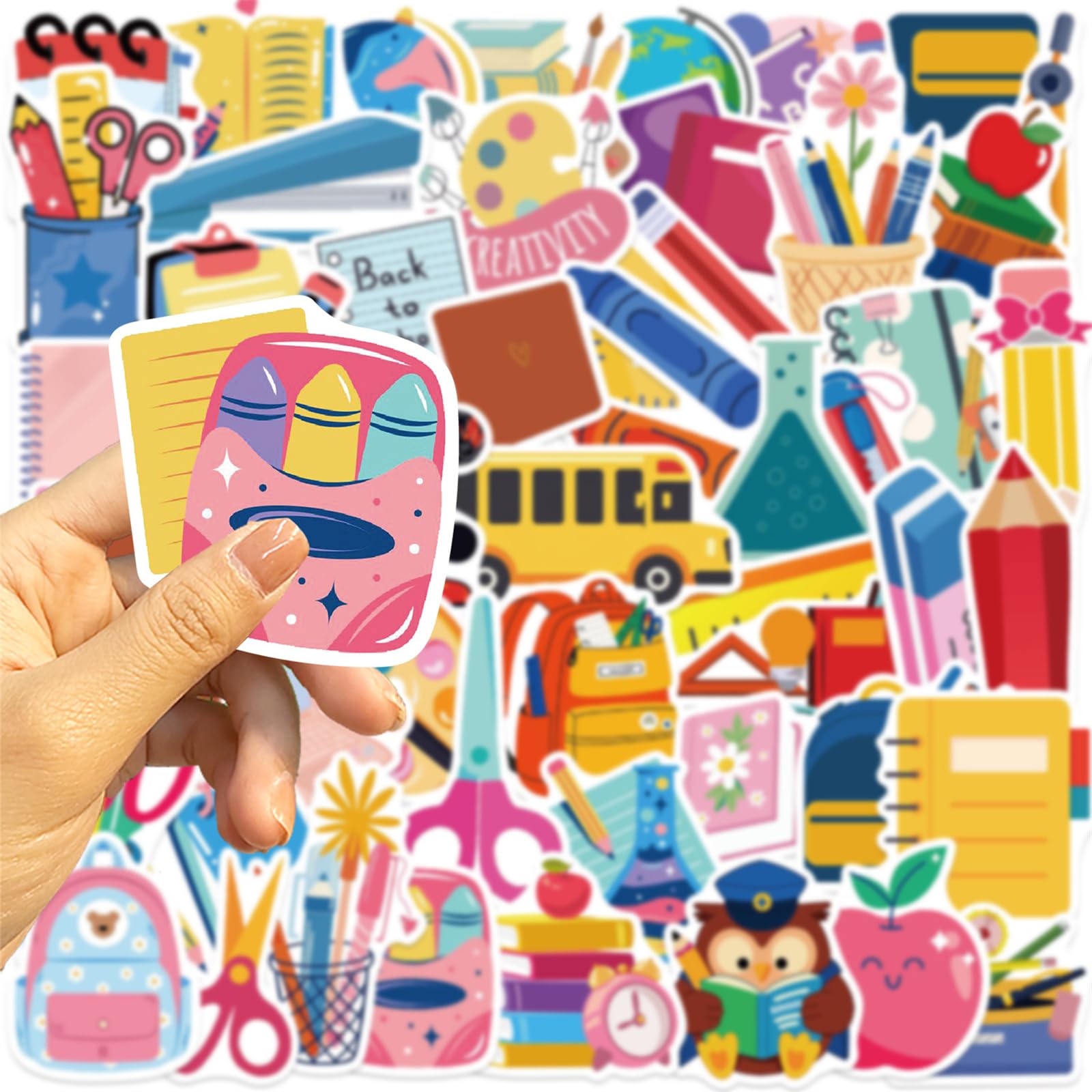 50 Stück Schulaufkleber für Schulanfang, Studenten, Lehrer, Wissenschaft, Dekorationen für Scrapbook, Laptop, Wasserflaschen, wasserdicht, Klassenzimmer, Bastelbedarf (Schulanfang)