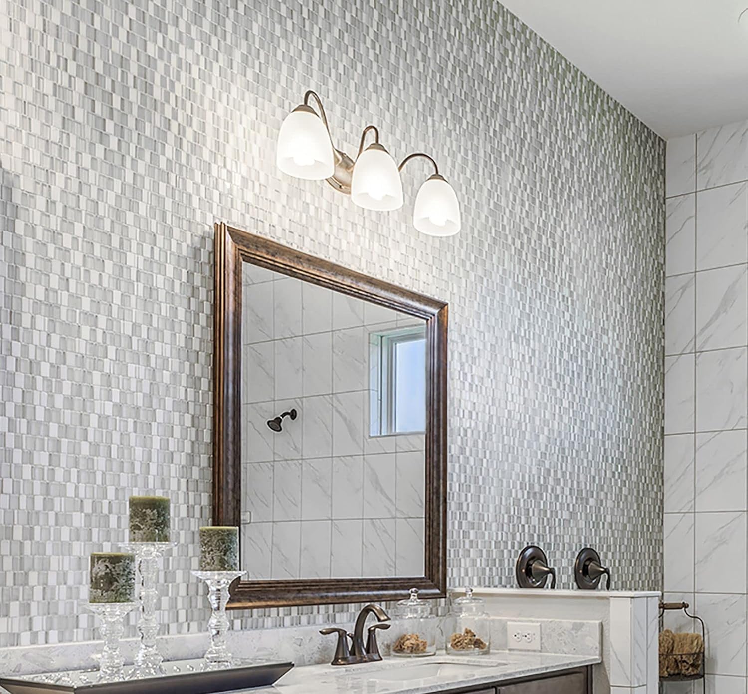 Maxim Lighting 10073 Stefan Bath Vanity Light Fixture, Satin Nickel Finish, 21.5 by 8-Inch