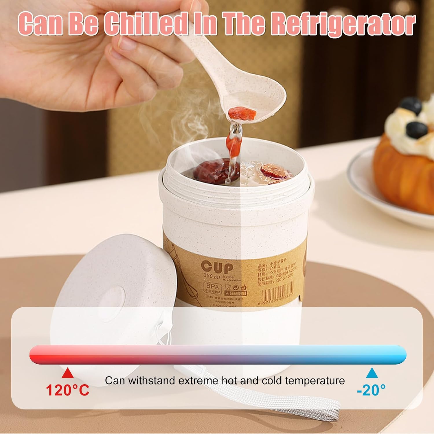 2Pcs Wheat Straw Portable Breakfast Cups, Microwavable Travel Mugs