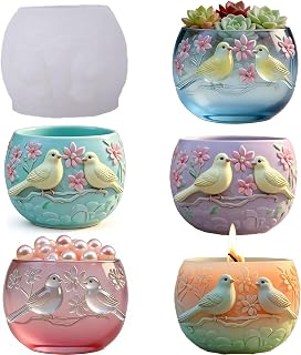3D Bird Resin Molds, Animal Concrete Silicone Mold for Epoxy Resin | Bird Flower Bowl Planter Mold for Resin, Cement, Succulent Pots, Candle Holder, Jewelry Container, DIY Craft, Candy Jar, Clay