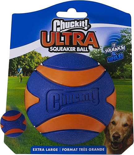 Chuckit! Pelota para perro ultra chirriante, juguete de búsqueda, extra grande de 3.5 pulgadas, para 100 libras y más, 1 paquete