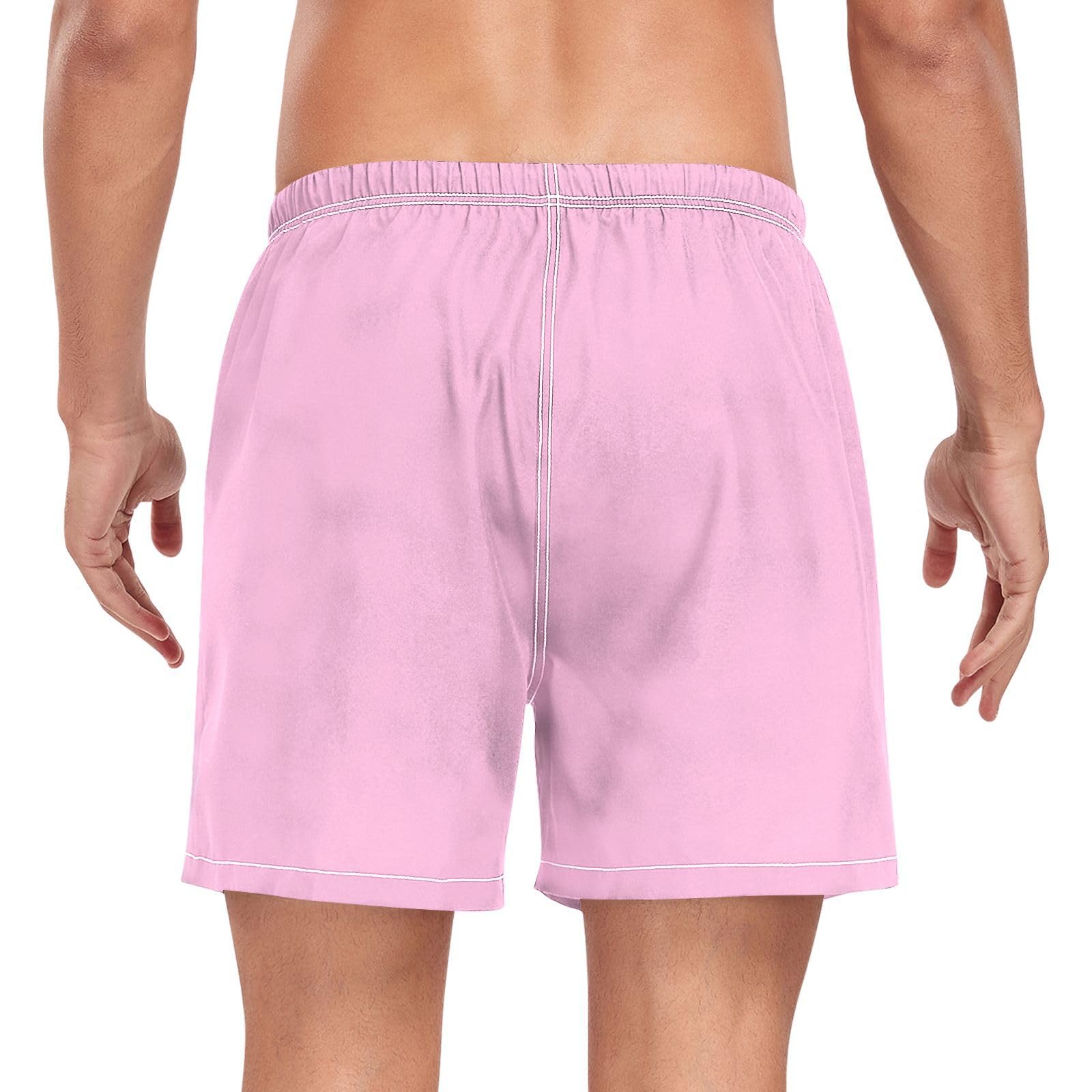 Solid Color Pure Hot Pink PlainMen's Swimming Shorts Men's 2 in 1 Running Shorts with Pockets and Compression Liner Inseam Board Shorts Quick Dry Elastic