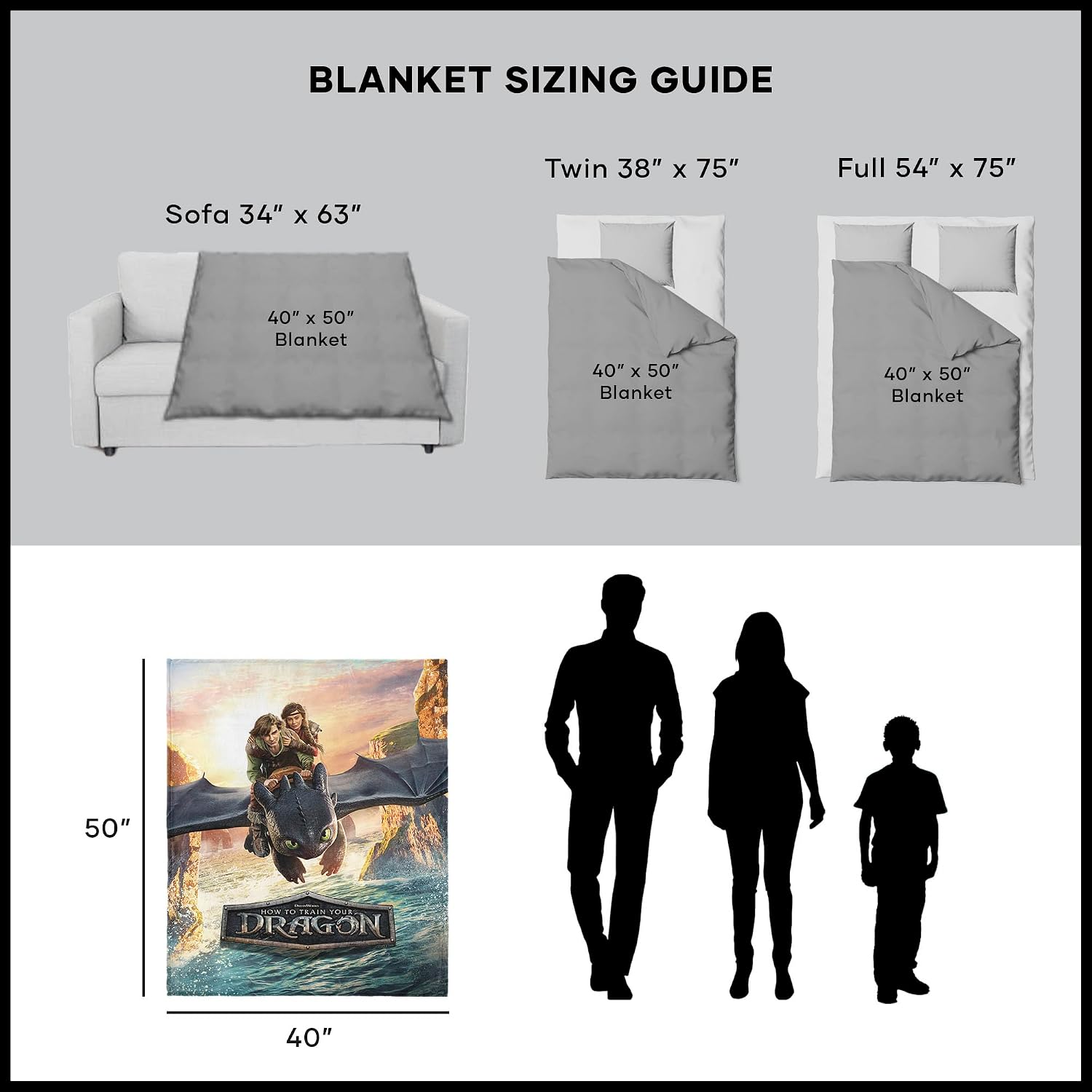 Universal How to Train Your Dragon: Live Action Flight Above The Sea Silk Touch Throw Blanket, Ultra-Soft Cozy Throws, Home Décor for Living Room & Bedroom, 40x50 inches
