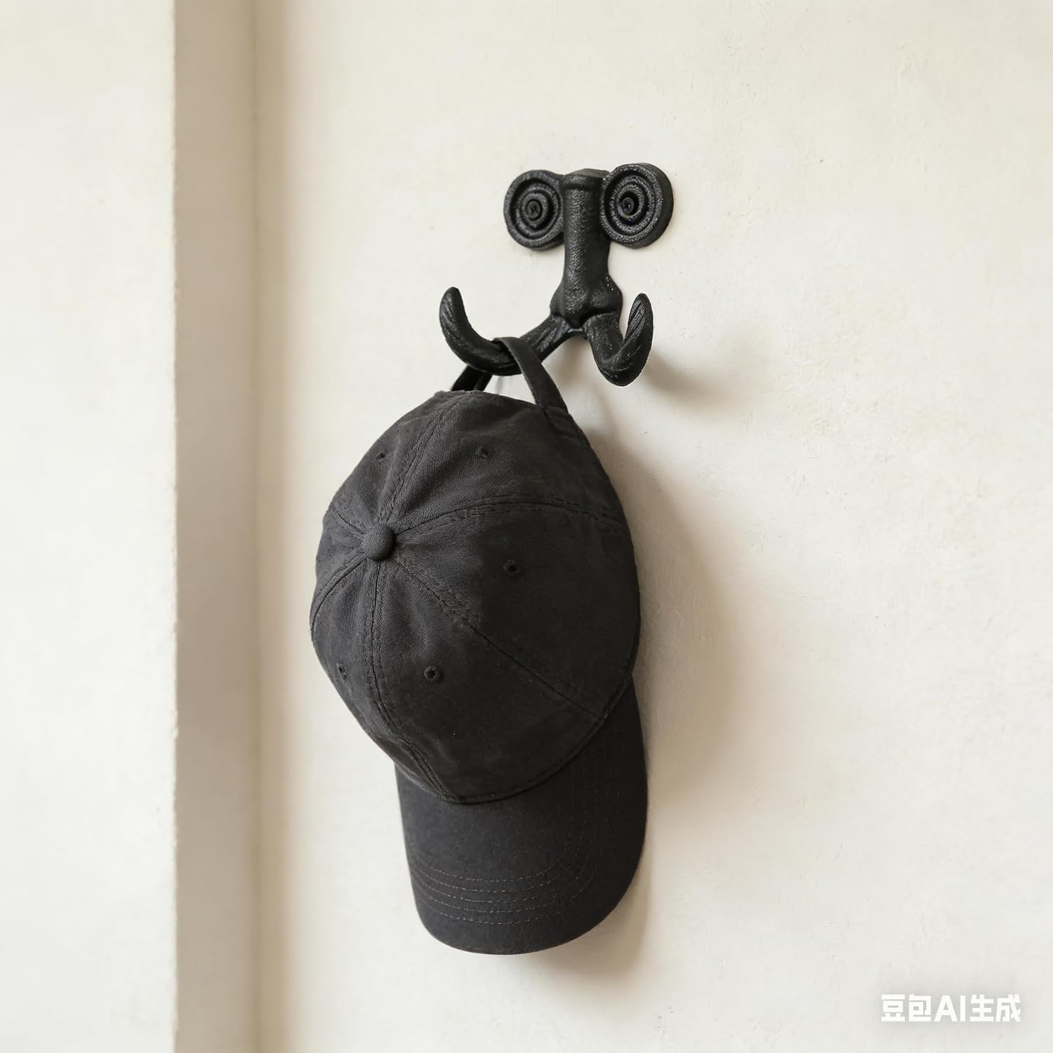 Heavy Duty Cast Iron Wall Hooks, 2 Pack Vintage Mustache Black Metal Coat Hooks, Decorative Wall Mount Hooks for Hanging Coats, Hats, Backpacks, Towels