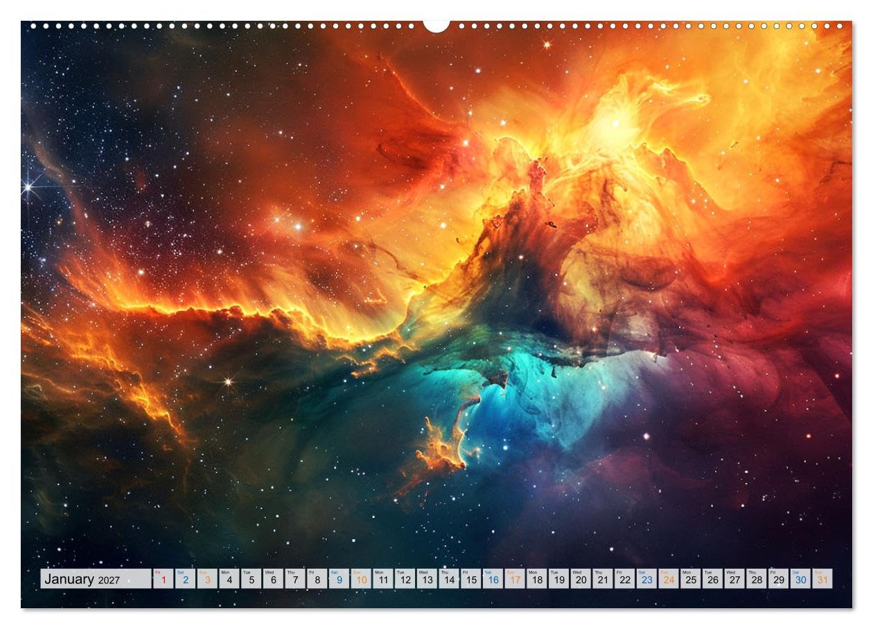 Dazzling Nebulae (High Quality Premium Wall Calendar 2027 DIN A2 landscape),CALVENDO 12 Month Wall Calendar: Discover the timeless beauty and profound ... stunning nebulae in breathtaking colors.