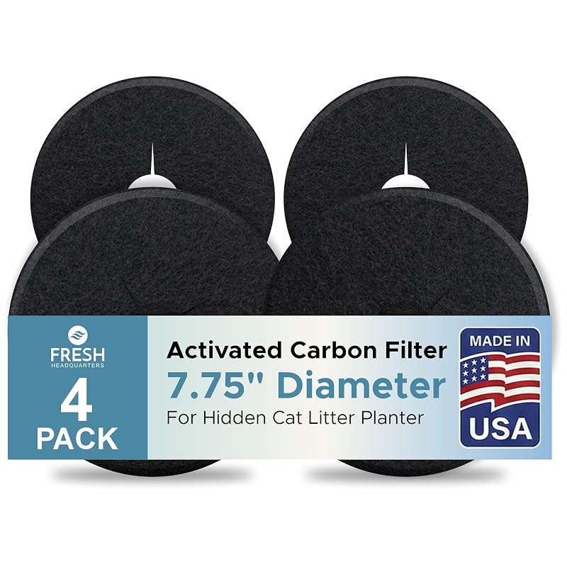 Filtro de carvão ativado para caixa de areia de gatos FRESH HEADQUARTERS, formato retangular plano, pacote com 4