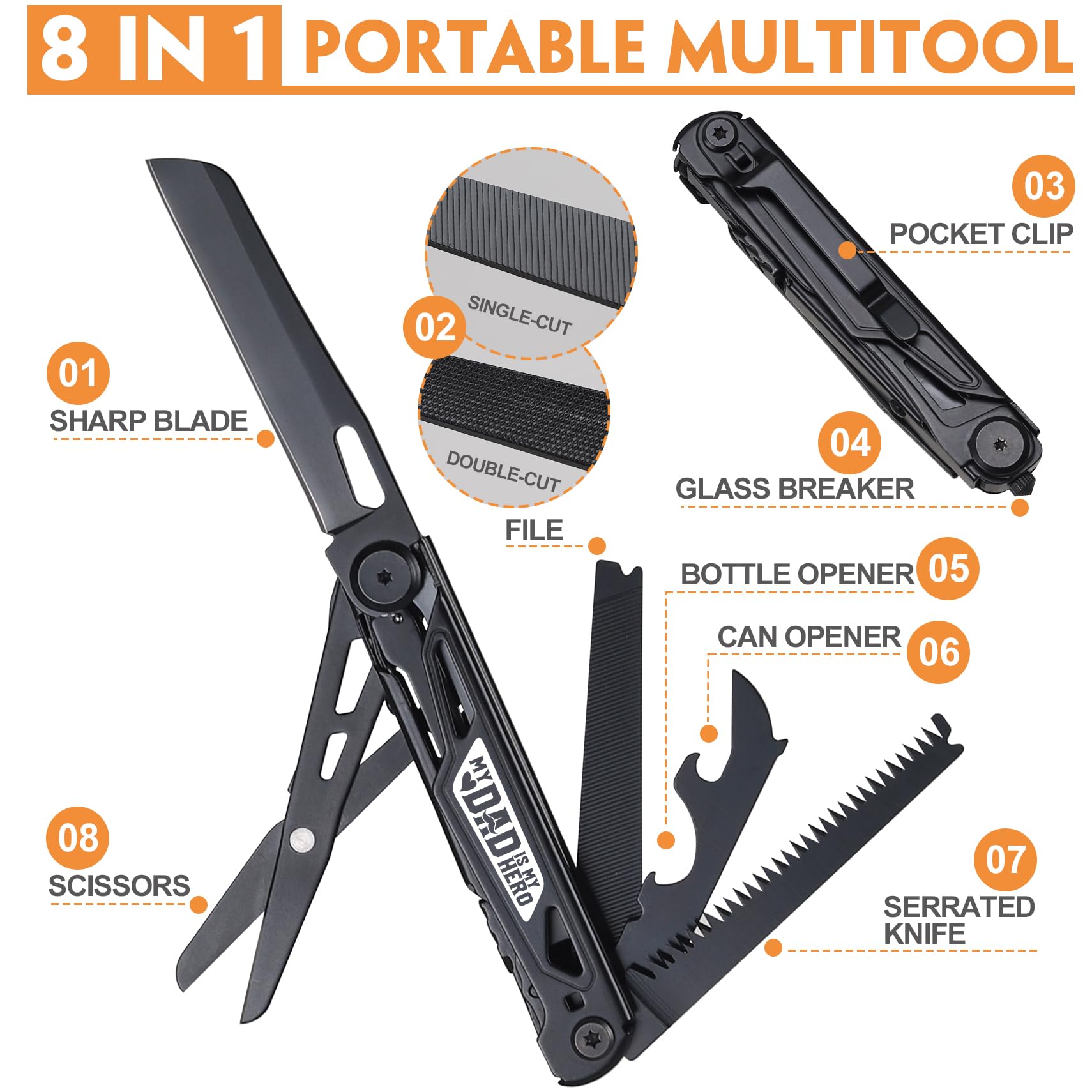 Fathers Day Dad Gifts - Gifts for Dad, Dad Gfits from Daughter, Wife, Son - Fathers Day Present, Dad Birthday Gift - Christmas Father Gifts for Bonus Dad, Step Dad, Husband, Men, Dad Multitool Knife