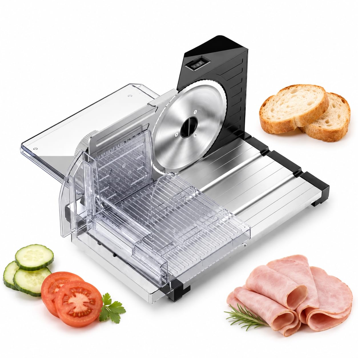 Affettatrice Elettrica Per Carne Con Design Pieghevole, Regolabile 0-18mm