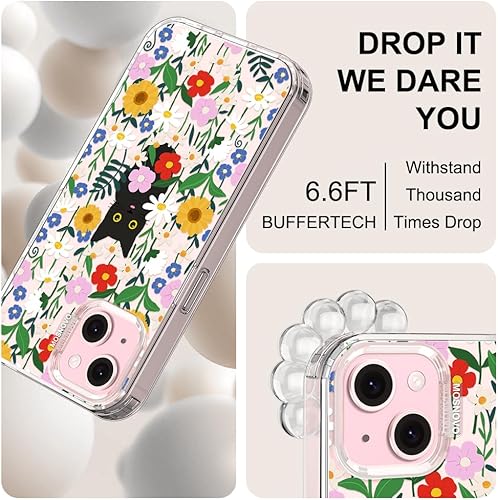 Miniatura 5 de MOSNOVO Buffertech - Funda compatible con iPhone 15 Plus, impacto de caída de 6.6 pies, tecnología antidesprendimiento, funda transparente de