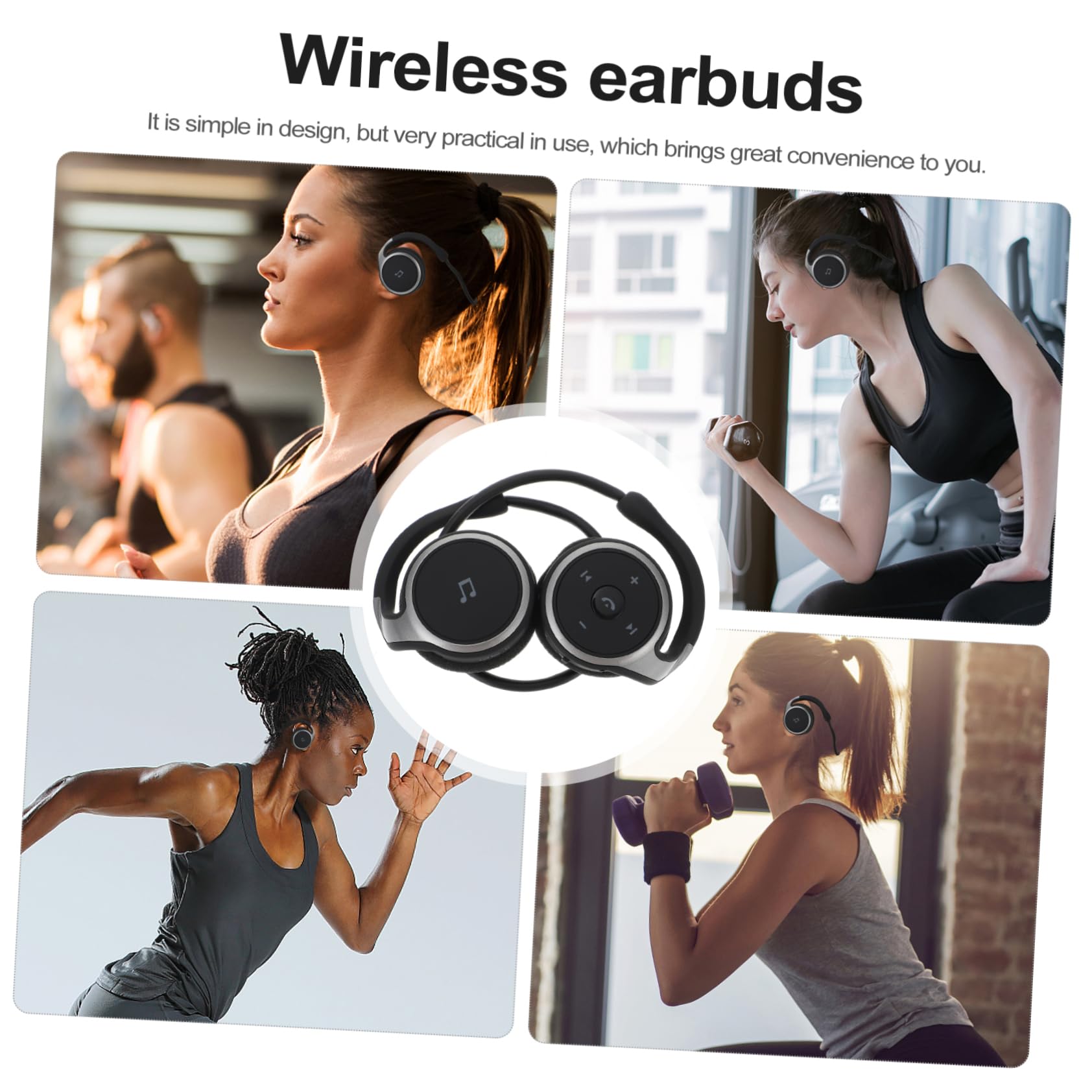 Housoutil Cuffie Sportive Wireless con Gancio per Orecchio Auricolari Insonorizzati per Chiamate Compatto e per Allenamenti e Attività All