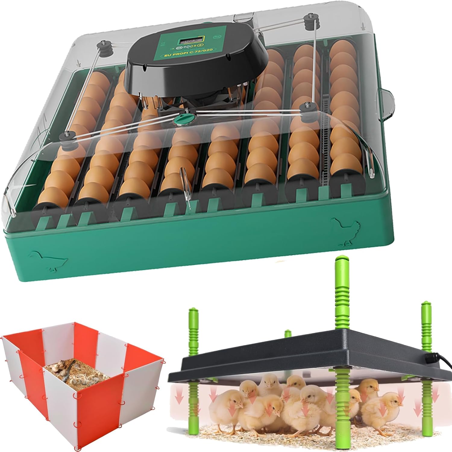 12"x16" Chick Brooder Heater Plate &72 Egg Incubator & Brooder Box