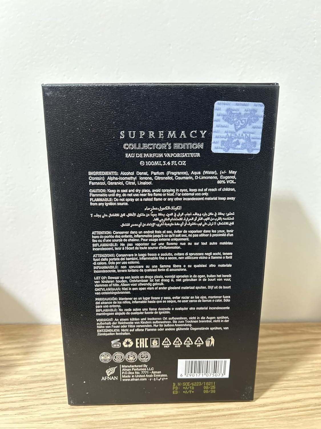 Afnan Supremacy Collector's Edition for Men Eau De Parfum, 3.4 Fl. Oz