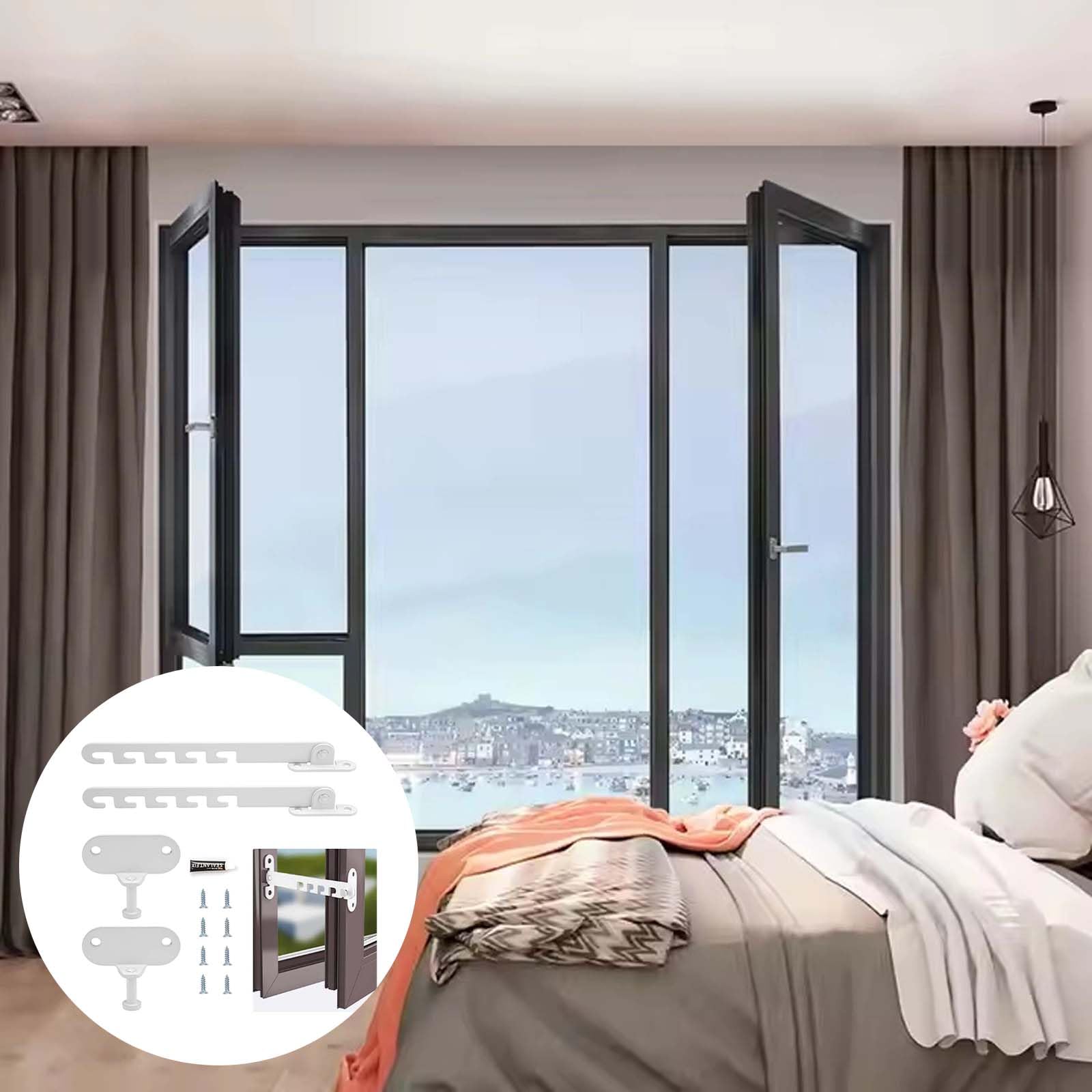 2 Stück Fensterfeststeller, 165mm Länge aus Stahl für Kippfenster, Fenster Kipp Regler, Verstellbarer Zuschlagschutz und Fensteröffnungsregler, Weiß
