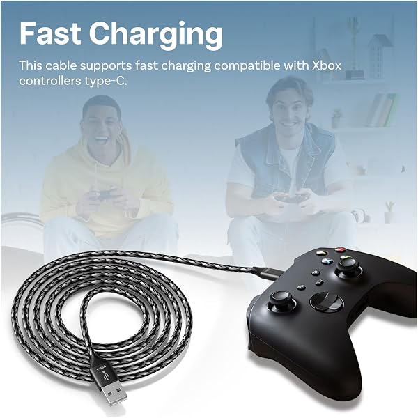 MMOBIEL USB-C Ladekabel für Xbox Controller 2er-Pack – 2m Geflochtenes Schnellladekabel – USB-A auf Type-C – 18W Schnellladen & 480Mbit/s Daten, Robust & Verhedderungsfrei - 4