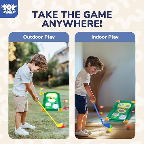 Miniatura 7 de TOY Life Juego de palos de golf para niños de 3 a 5 años, para niños de 5 a 8 años, juguetes de golf para interiores y exteriores, regalo de