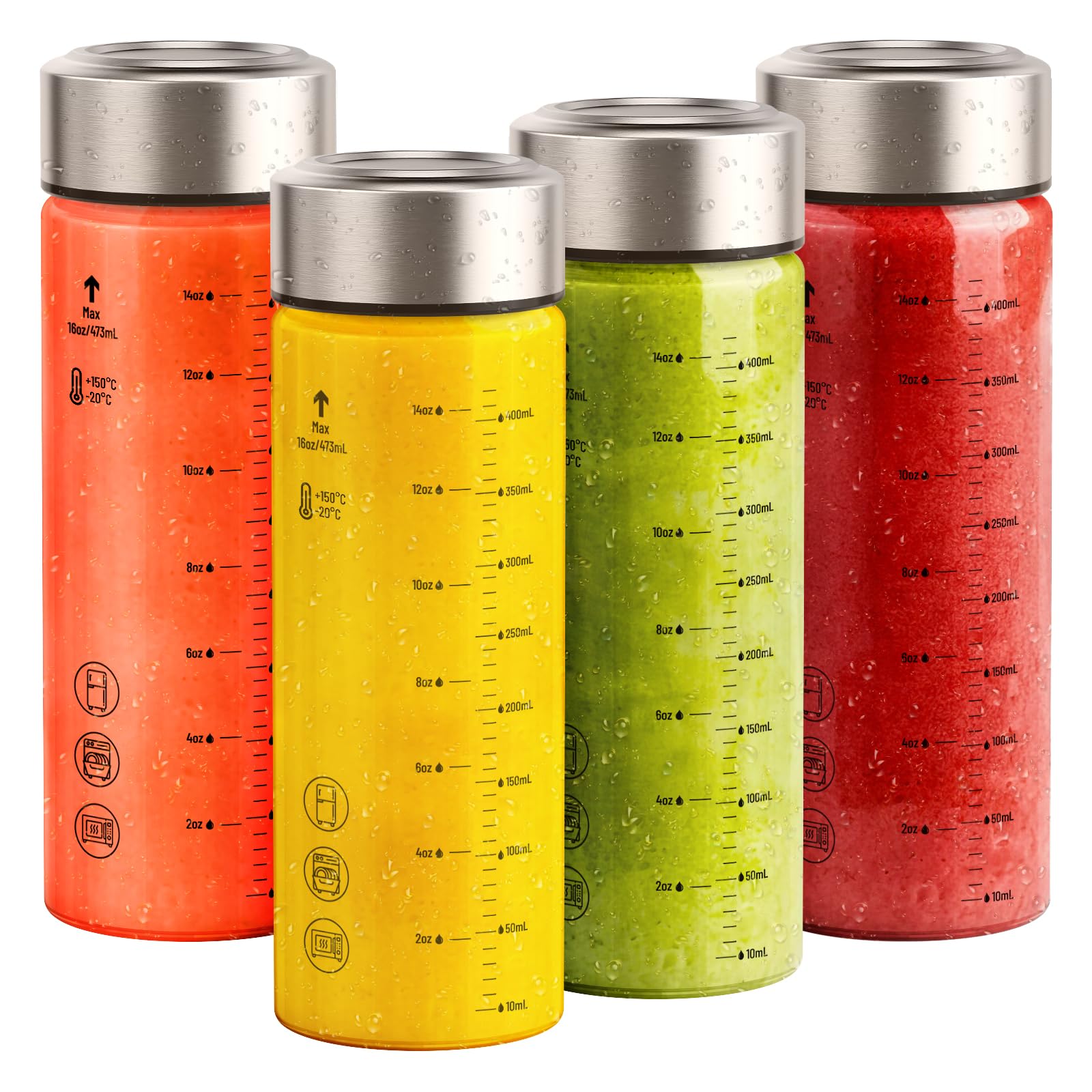 Sursip 16 oz Glass Juice Bottles
