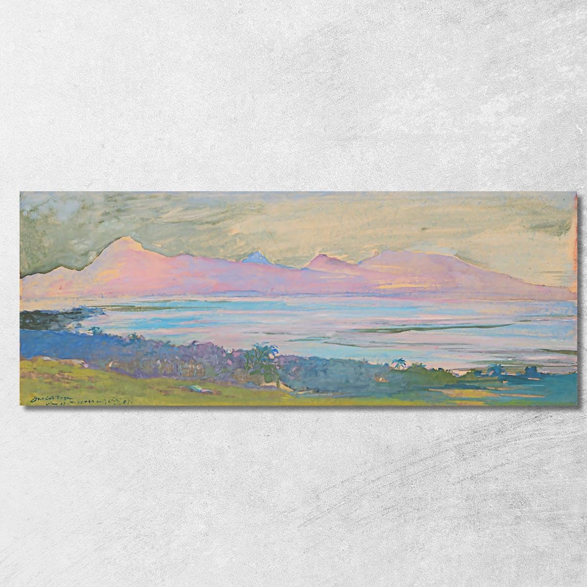 Tableau Fine Art L'île de Moorea John La Farge reproduction assemblée à la main