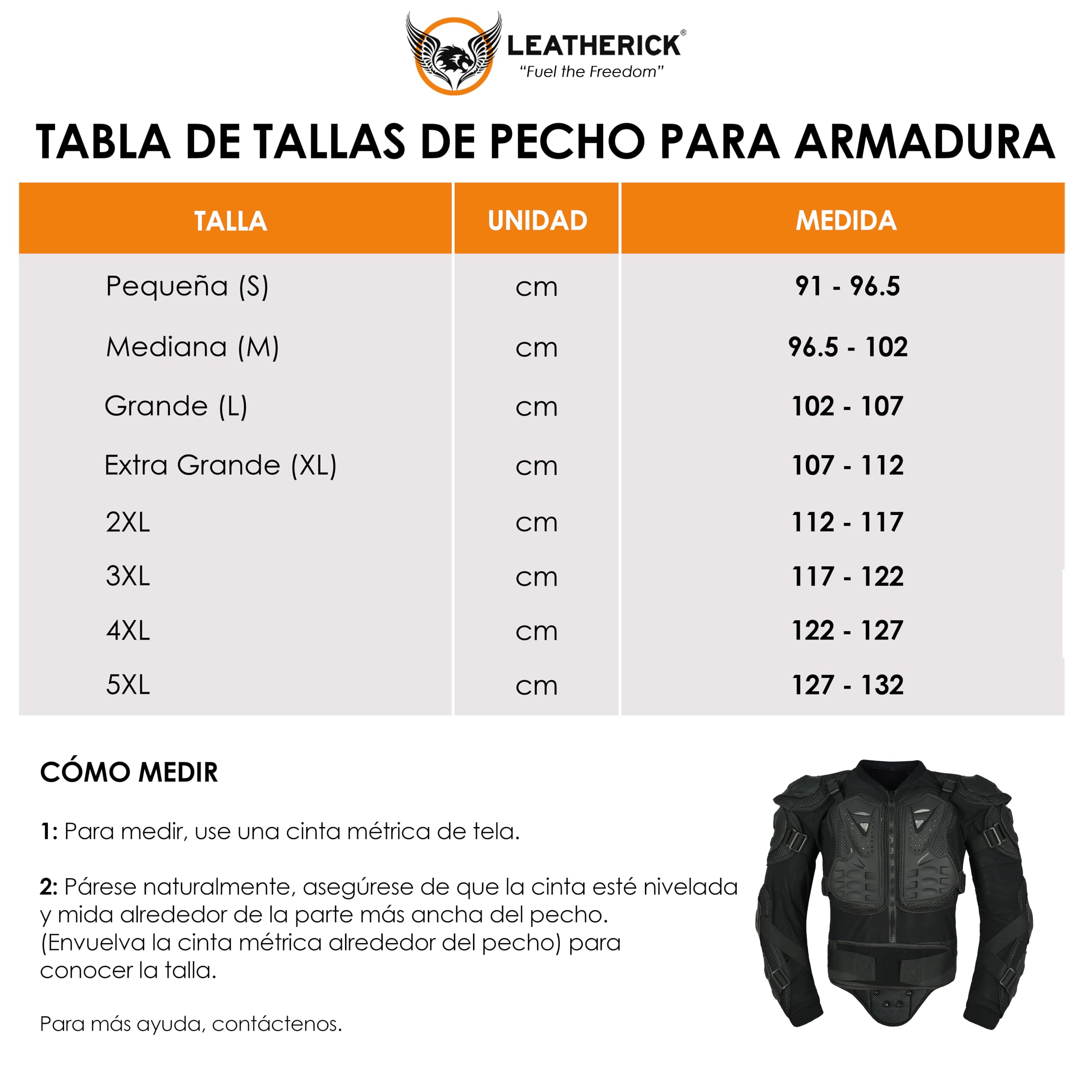 Leatherick Chaqueta protectora para motociclistas: armadura completa con protector de pecho para hombres y mujeres. Ideal para motocross, cuatrimotos y otras actividades todoterreno. Equipada para mot