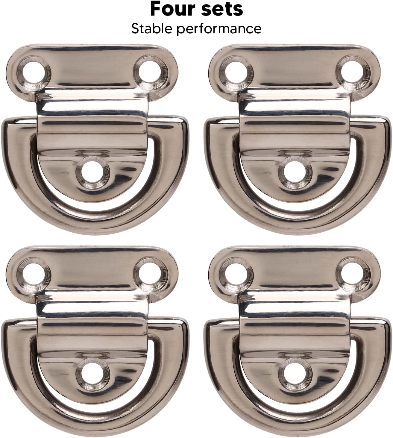 Alomejor Boat Tie Down,Stainless Steel Folding Design,Marine Tie Down,Deck Mounting with Polished D Rings for Boat Owners,Yacht Enthusiasts,Campers,Watercraft Storage,Trailering