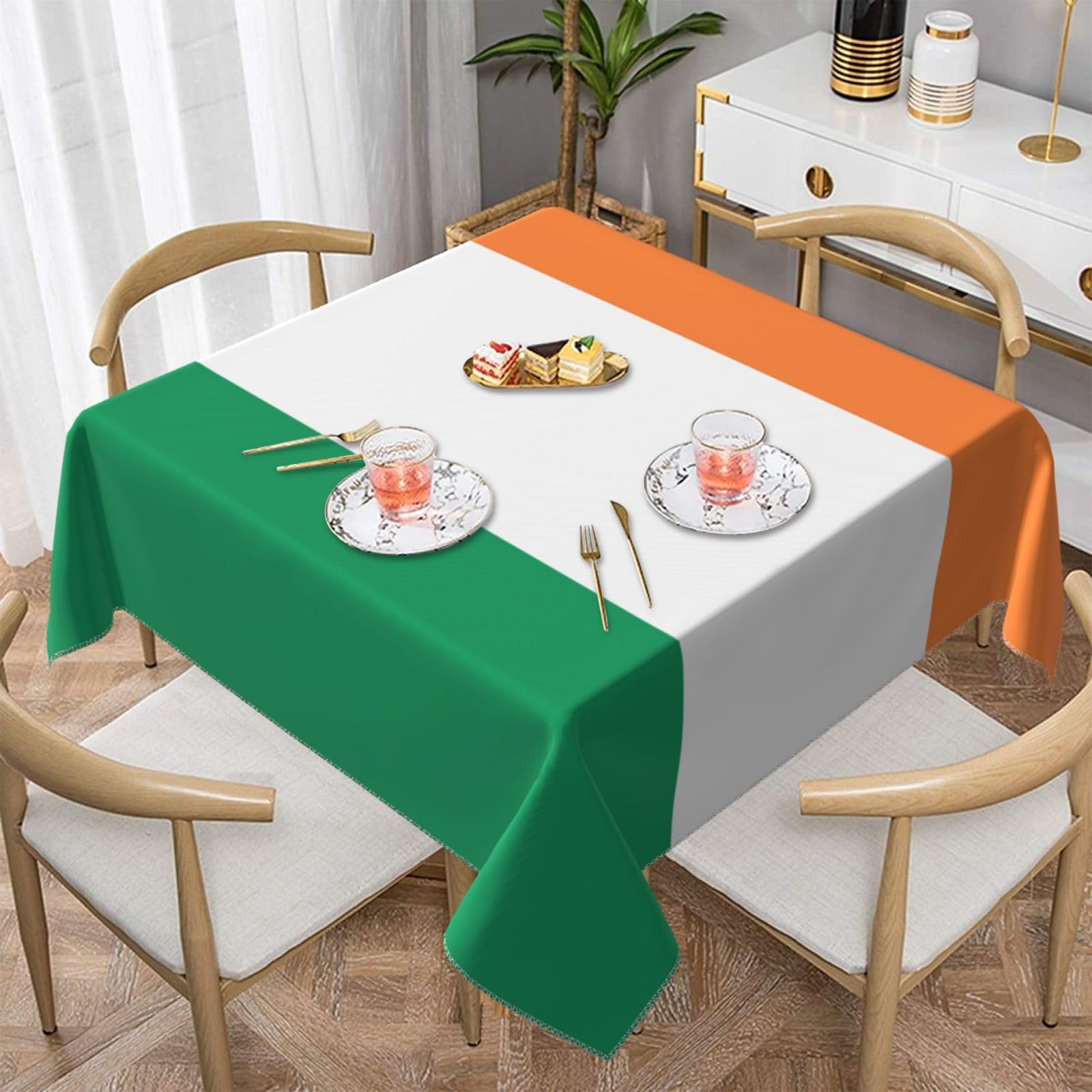 Nappe carrée infroissable drapeau irlandais fini le repassage table