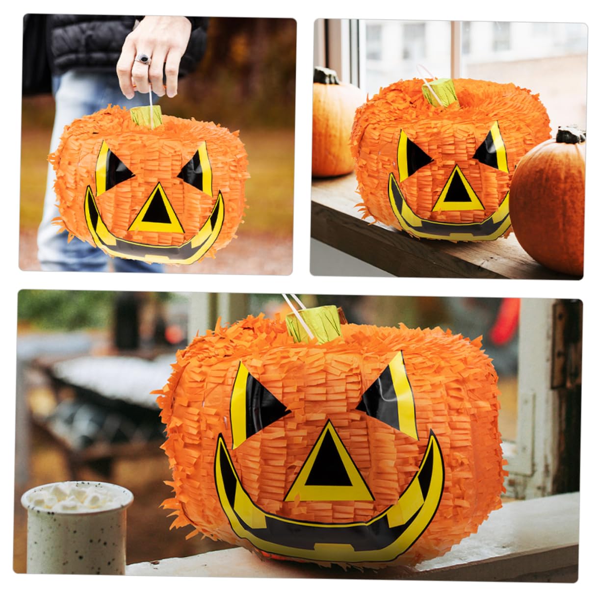 Garneck Faltbare Halloween Kürbis Pinata mit Schlagstab Gruselige Partydeko für Kindergeburtstag und Familienfeier Pinata Spiel mit Süßigkeitenfüllung für Halloween Party Deko Zuhause