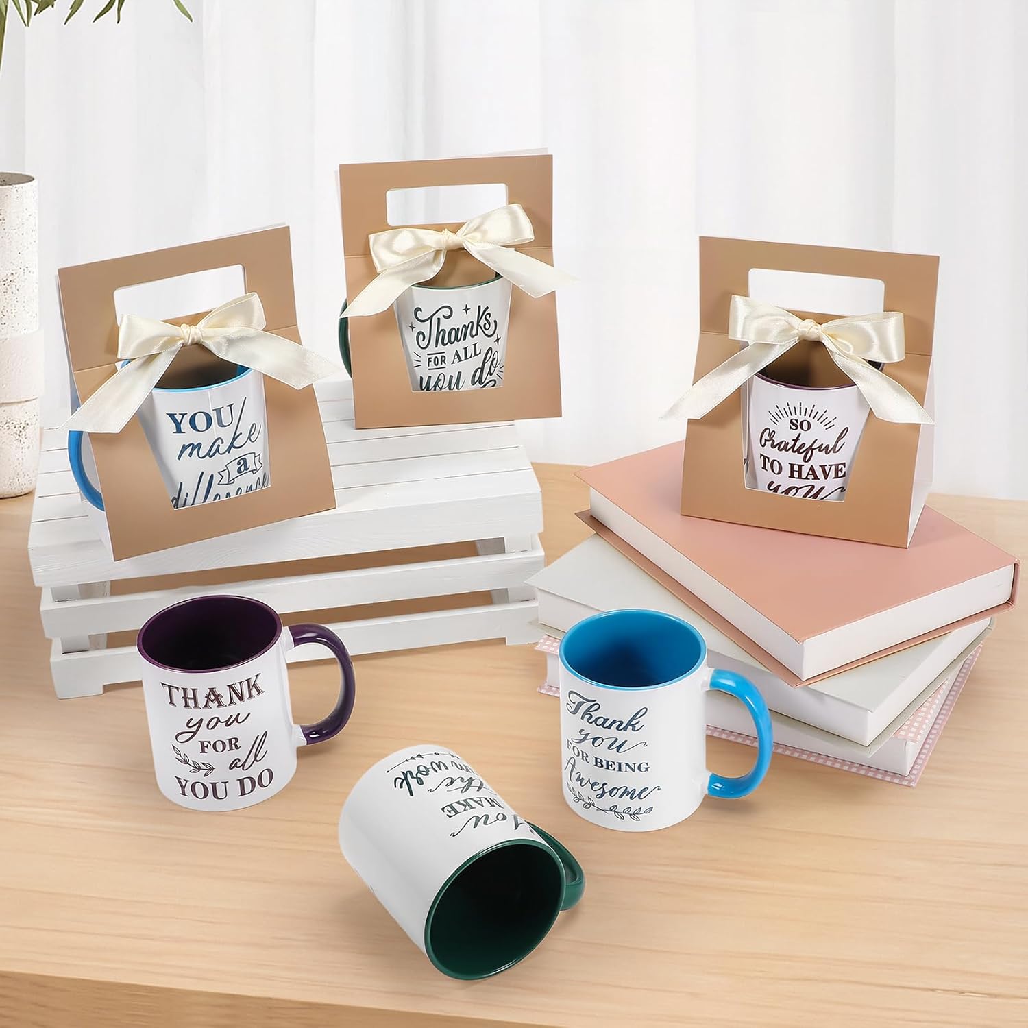 LemonRoad 6 Sets Employee Appreciation Gifts 12 oz Thank You Mug with Mug Boxes Ribbon Inspirational Appreciation Ceramic Coffee Cup for Birthday Housekeeping Week Coworker Staff Team - Image 5