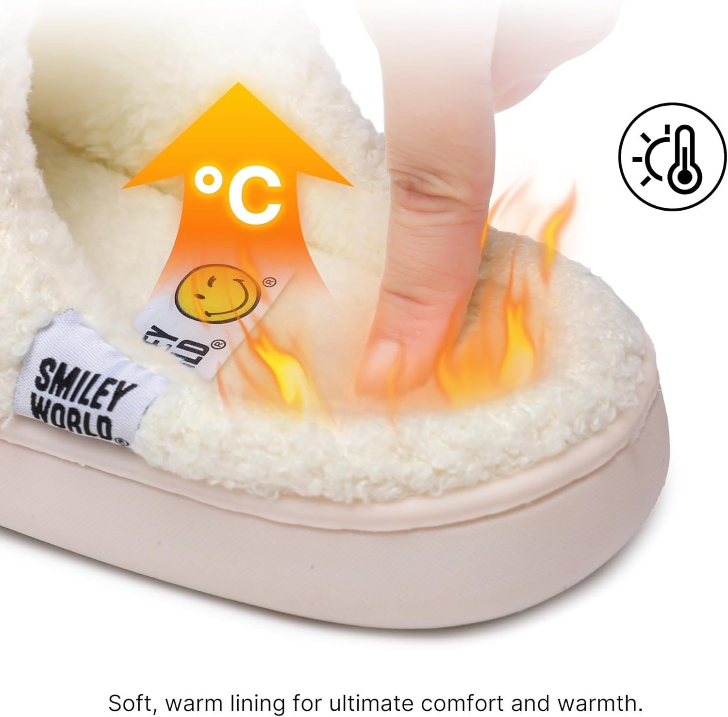 SMILEYWORLD® Kids Slippers Boys Girls Cute Smiley Face House Slippers Warm Soft Plush Memory Foam Fuzzy Slides Winter Non-Slip Indoor Outdoor Slip-on Shoes - Image 5