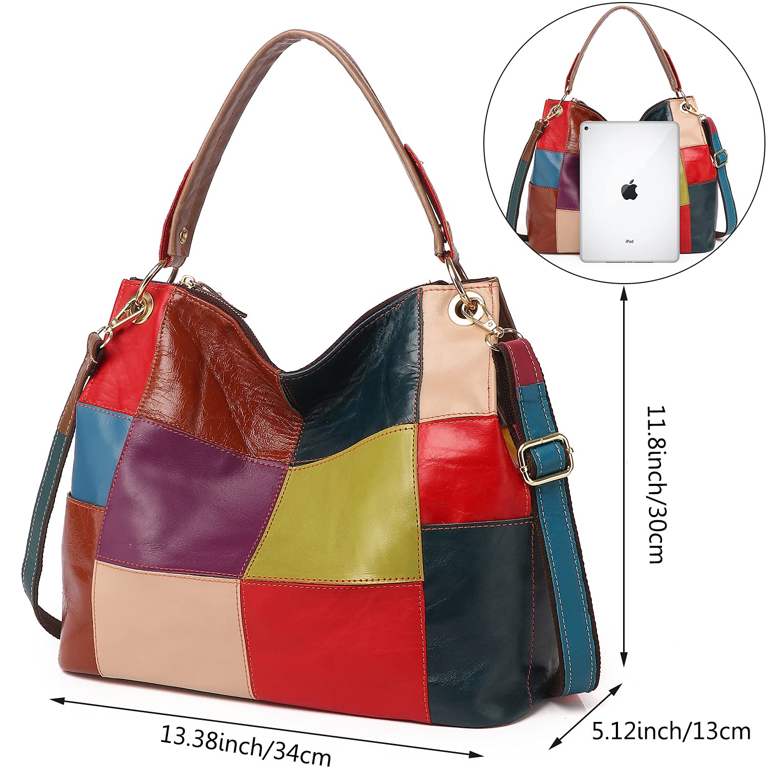 Bolso de mano multicolor al azar de las mujeres del bolso del bolso del bolso del hombro del diseño del empalme del bolso colorido del comprador de