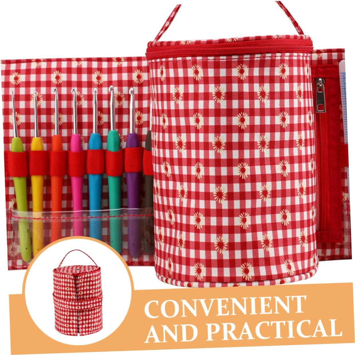DIYEAH Yarn Tote Bag Crochet Hook Holder Knitting Bag Sewing Needle Storage Case for Women