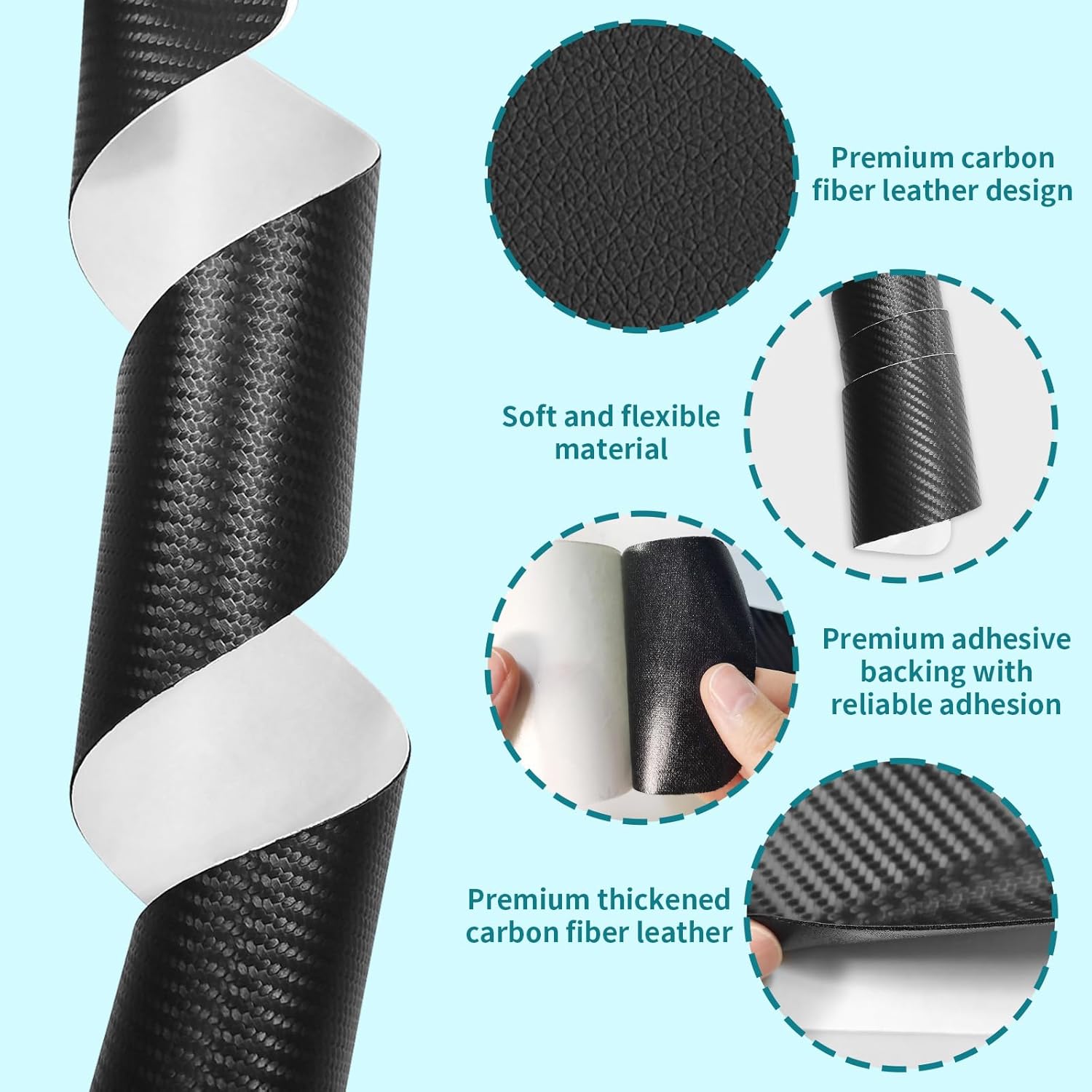 Bilisin 9PCS Car Door Sill Protector Compatible with Honda CRV 5th Gen 2017-2022,Carbon Fiber Leather Auto Trunk Door Sill Entry Guard Scratch Protector Accessories