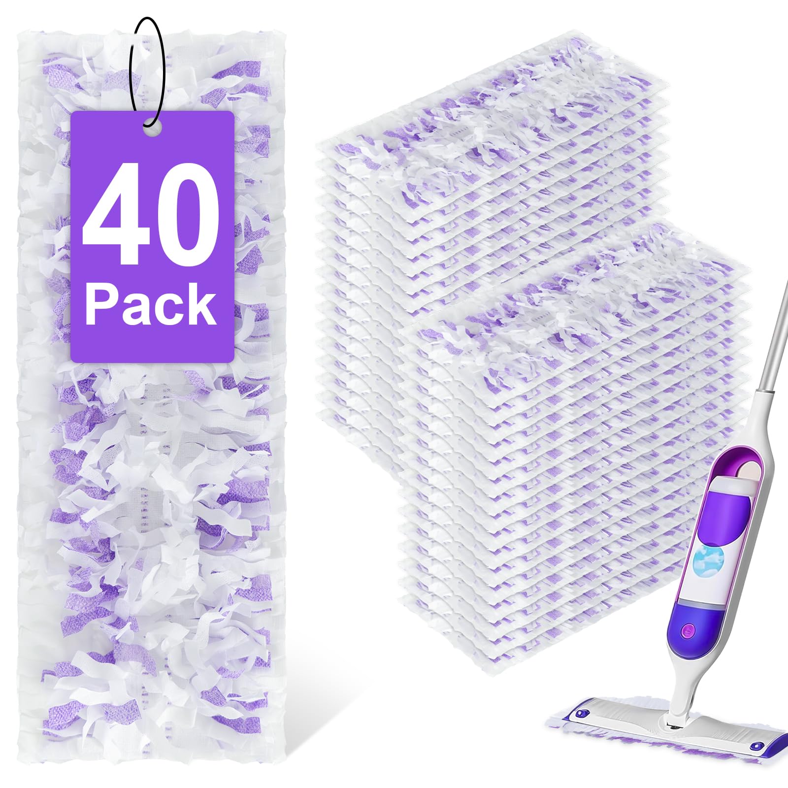 Photo 1 of 40 Pack Disposable Power Mop Refills for Swiffer Power mop Multi-Surface &Wood Mopping Pad Refills,Spray Wet Mopping Pads Refills for Floor Cleaning