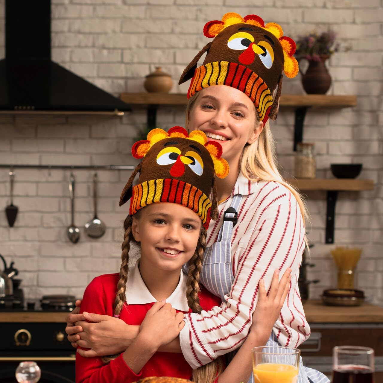 JOYIN Thanksgiving Pom Turkey Beanie Knitted Hat, Thanksgiving Turkey Hat for Women & Man,Thanksgiving Novelty Hats,Thanksgiving Costume Hats, Halloween Costume Dress Up Hats,Thanksgiving Accessories