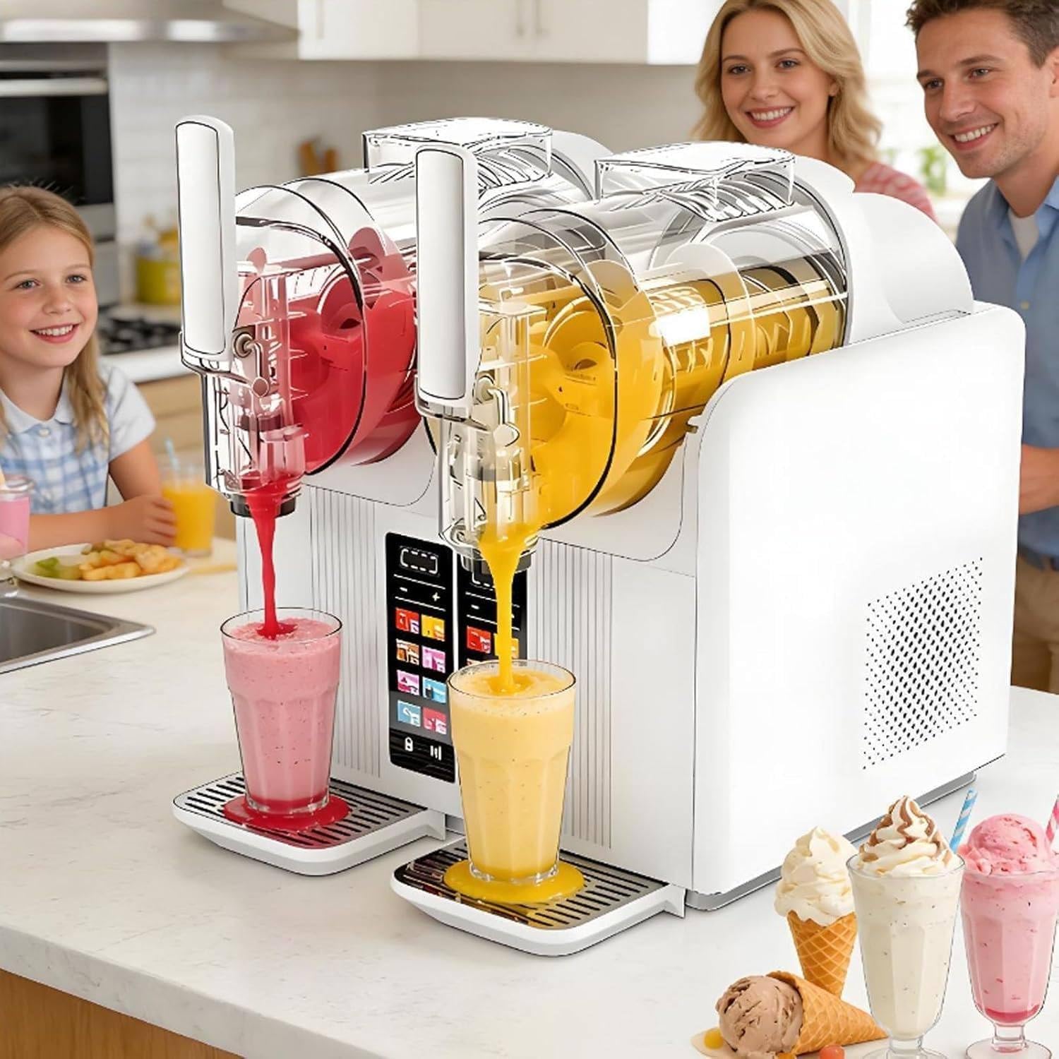 Soft Serve Ice Cream Maker 430W, Slushie Machine with Touch Panel White