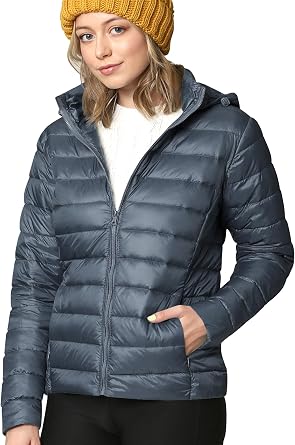 Lock and Love Womens Ultra Light Weight Packable Down Jacket with Removable Hoodie